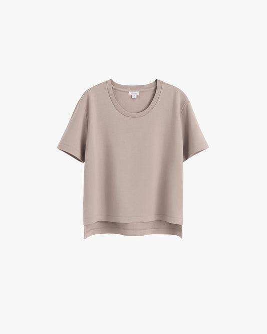 Women's French Terry Cropped Tee Relaxed Modern Everyday Essential Style