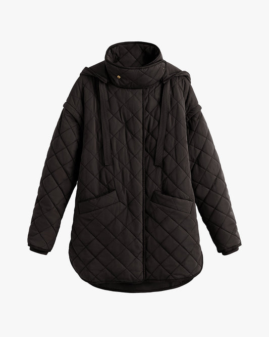 Luxury Convertible Quilted Puffer Jacket for Women Versatile Warm Lightweight