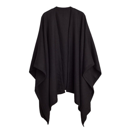 Luxury Baby Alpaca Wool Square Edge Cape for Women Cozy