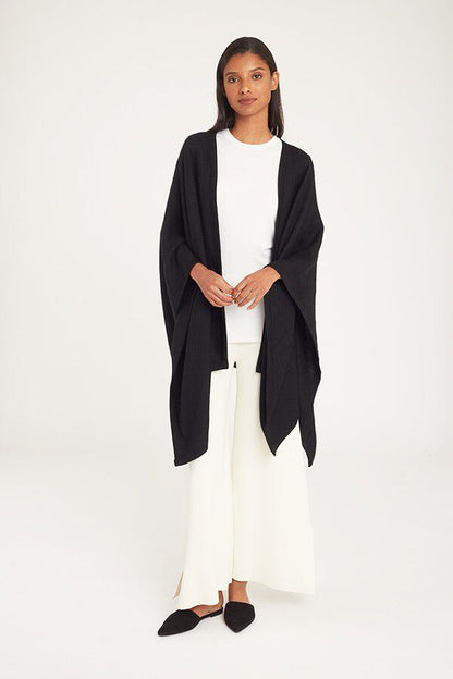 Luxury Baby Alpaca Wool Square Edge Cape for Women Cozy