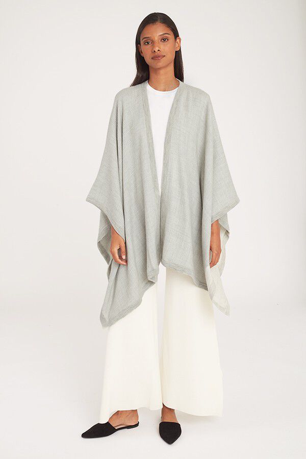 Luxury Baby Alpaca Wool Square Edge Cape for Women Cozy