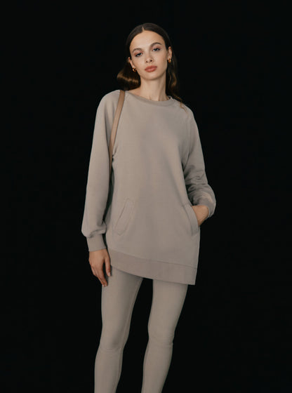 Long Fleece Crewneck Sweatshirt for Women Cozy Relaxed Everyday Style