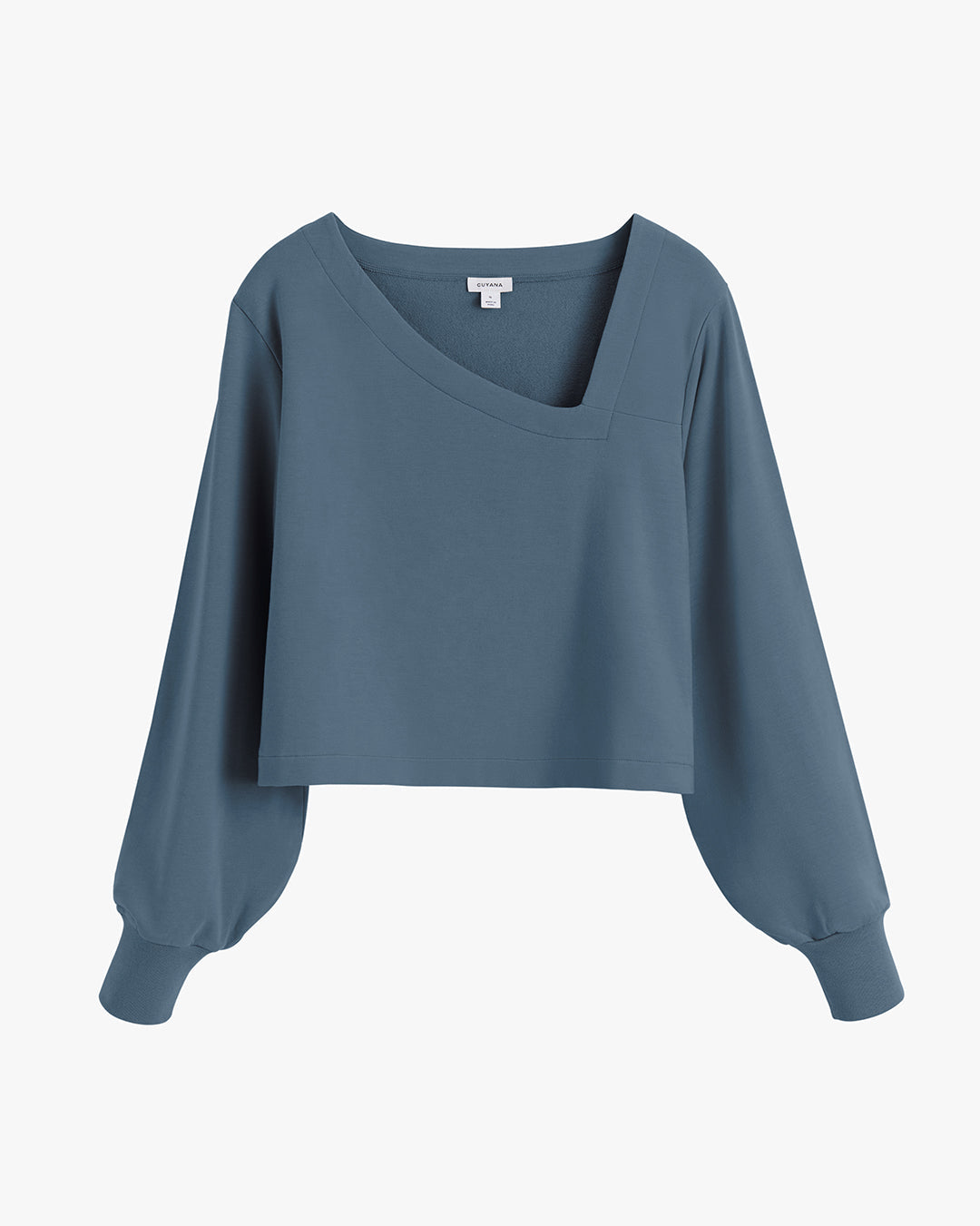 French Terry Asymmetrical Neckline Top for Women Soft Cozy Style