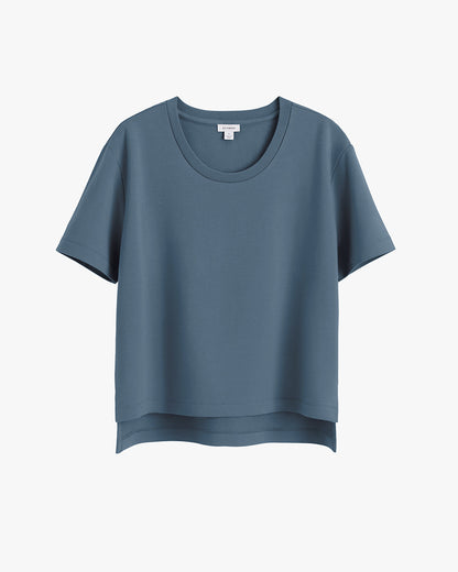 Women's French Terry Cropped Tee Relaxed Modern Everyday Essential Style