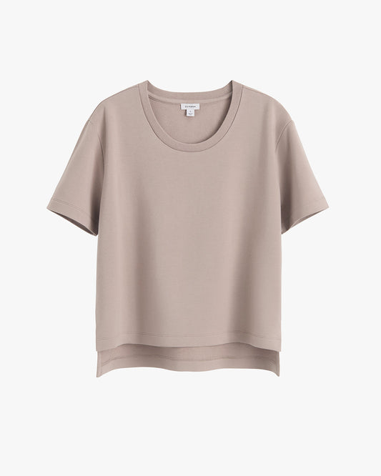 Women's French Terry Cropped Tee Relaxed Modern Everyday Essential Style