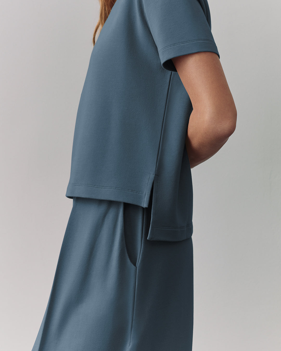 Women's French Terry Cropped Tee Relaxed Modern Everyday Essential Style