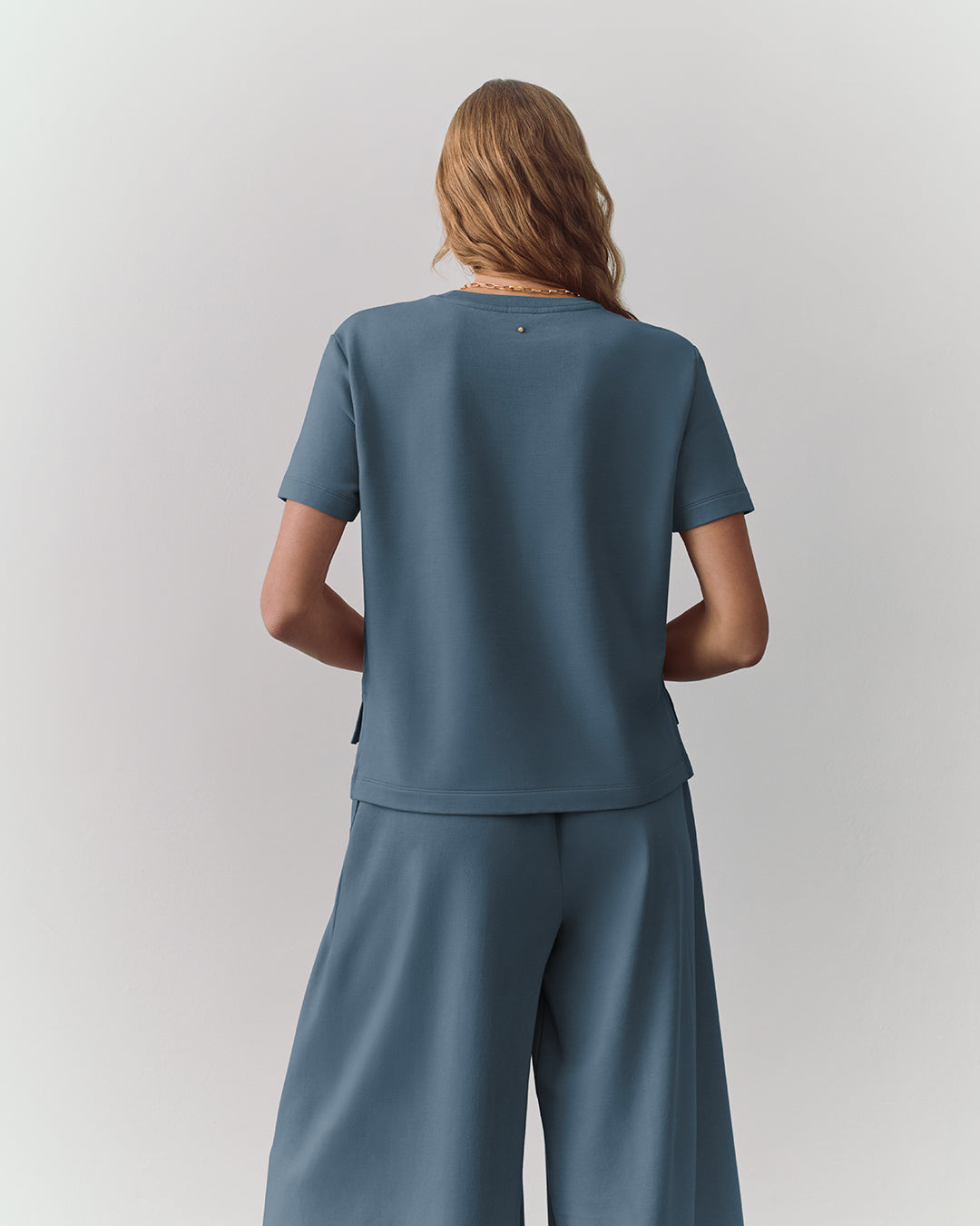 Women's French Terry Cropped Tee Relaxed Modern Everyday Essential Style