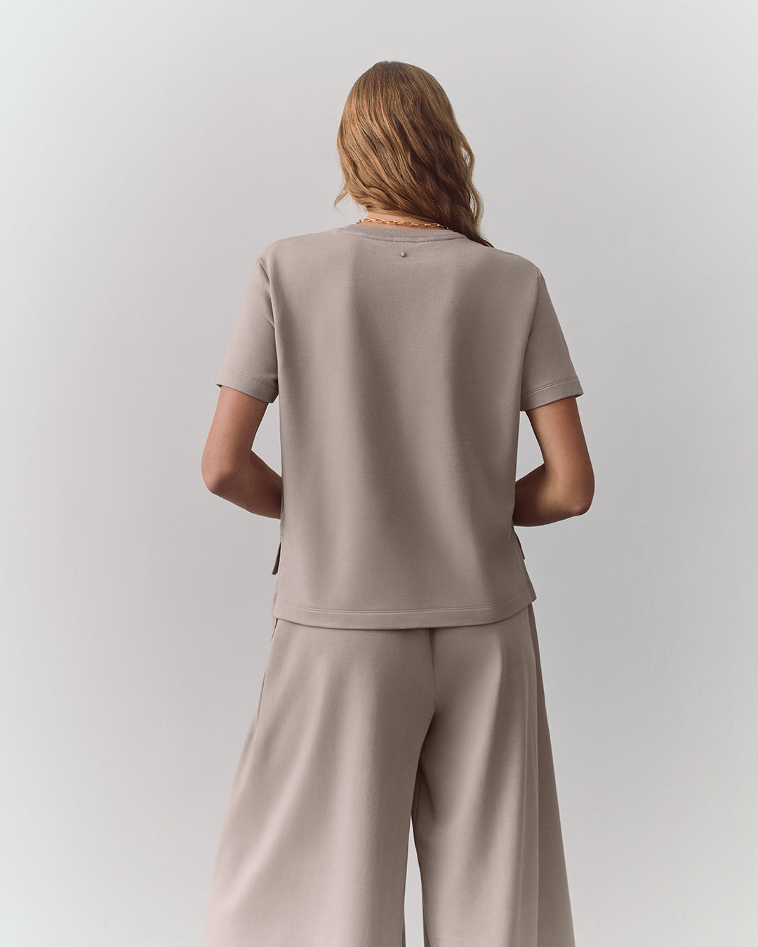 Women's French Terry Cropped Tee Relaxed Modern Everyday Essential Style