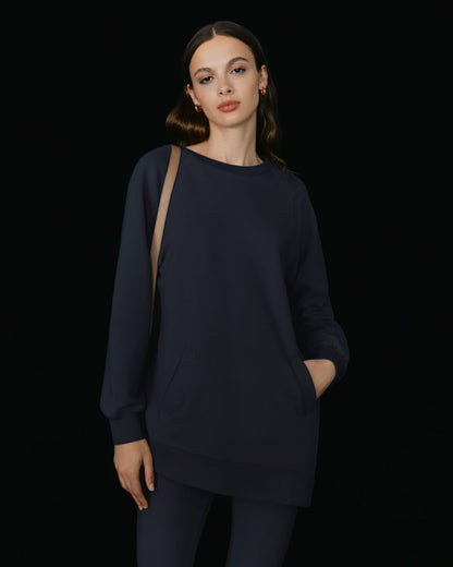 Long Fleece Crewneck Sweatshirt for Women Cozy Relaxed Everyday Style