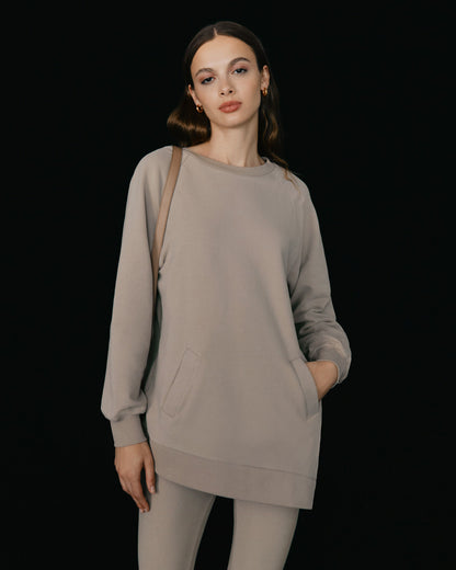 Long Fleece Crewneck Sweatshirt for Women Cozy Relaxed Everyday Style