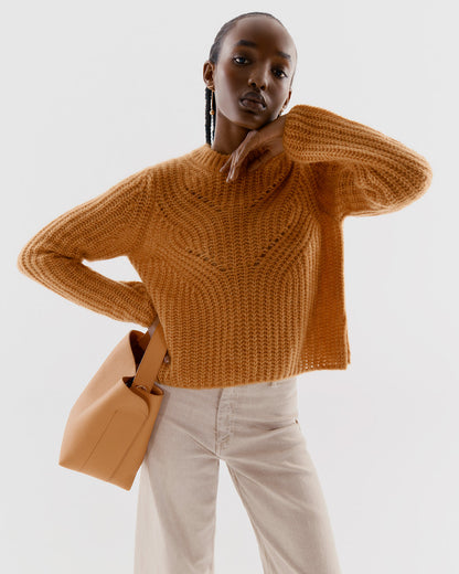 Luxury Alpaca Wool Crewneck Sweater for Women Soft Warm Cozy