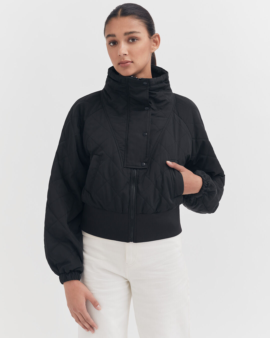 Luxury Balloon Sleeve Cropped Puffer Jacket for Women Lightweight Warm