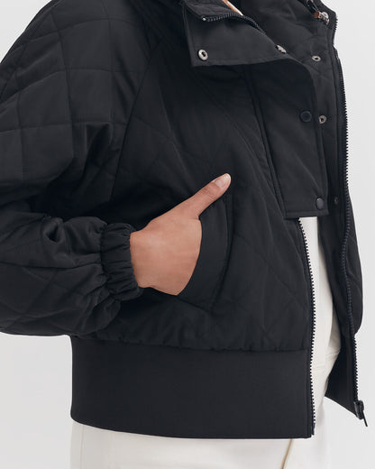 Luxury Balloon Sleeve Cropped Puffer Jacket for Women Lightweight Warm