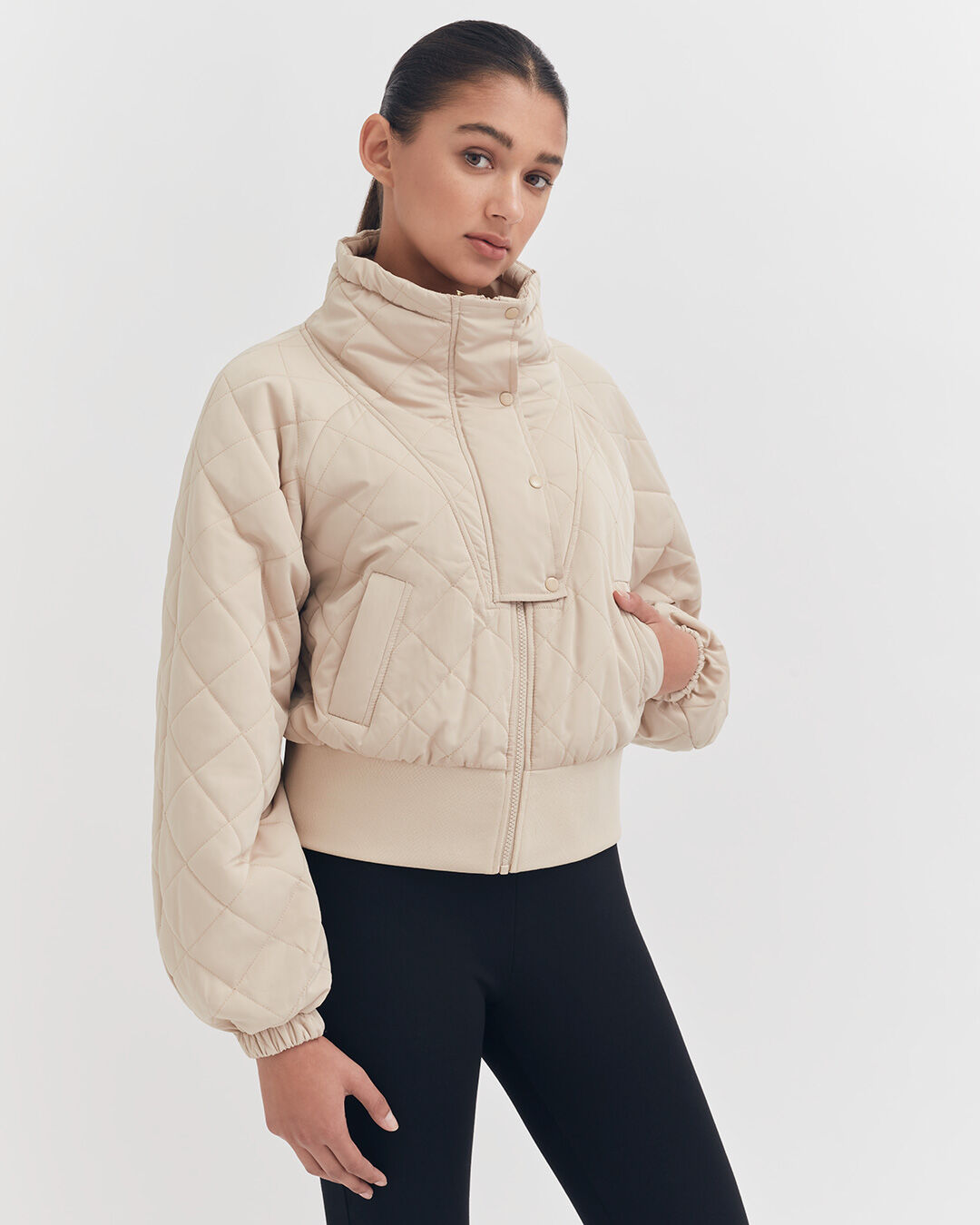 Luxury Balloon Sleeve Cropped Puffer Jacket for Women Lightweight Warm