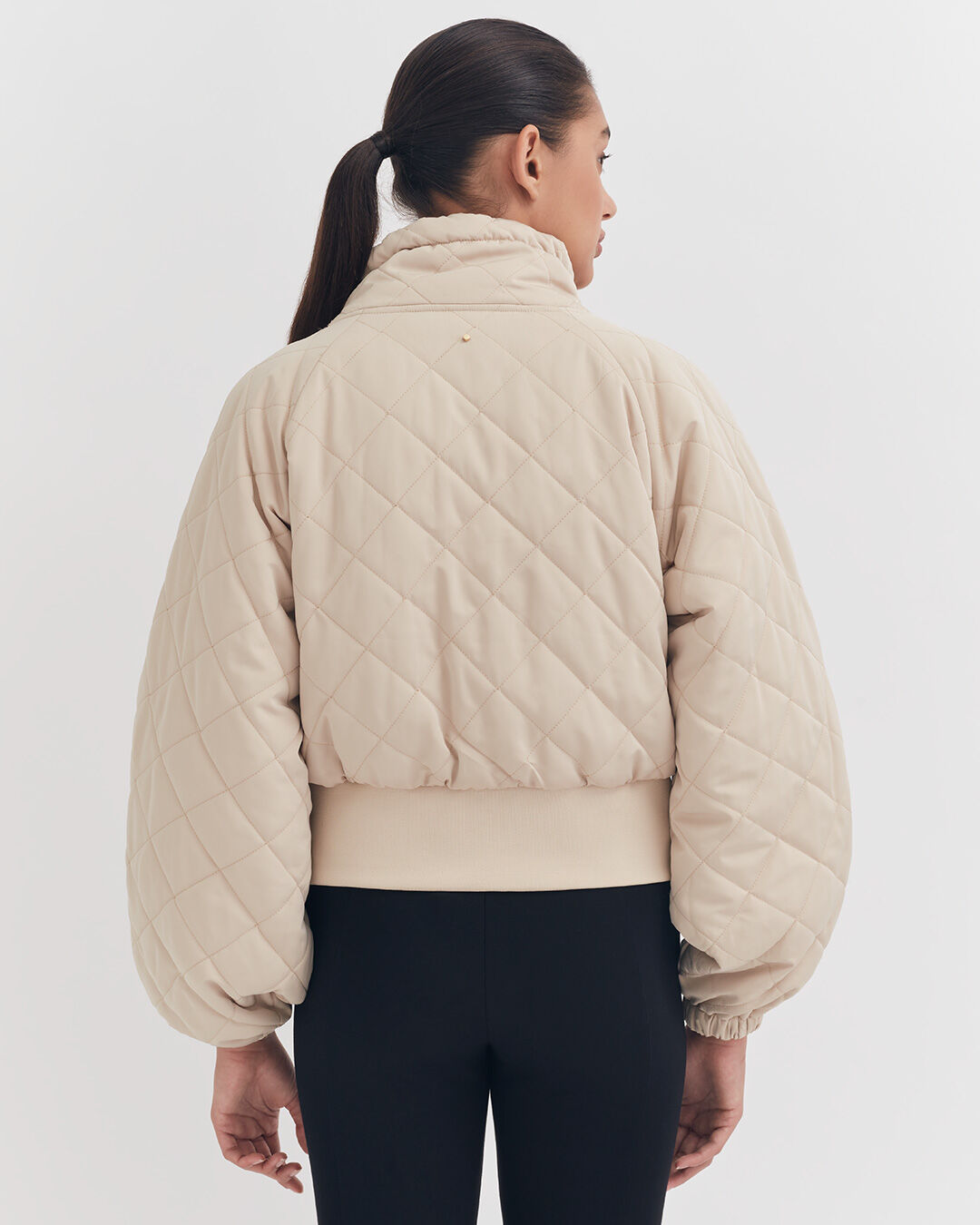 Luxury Balloon Sleeve Cropped Puffer Jacket for Women Lightweight Warm