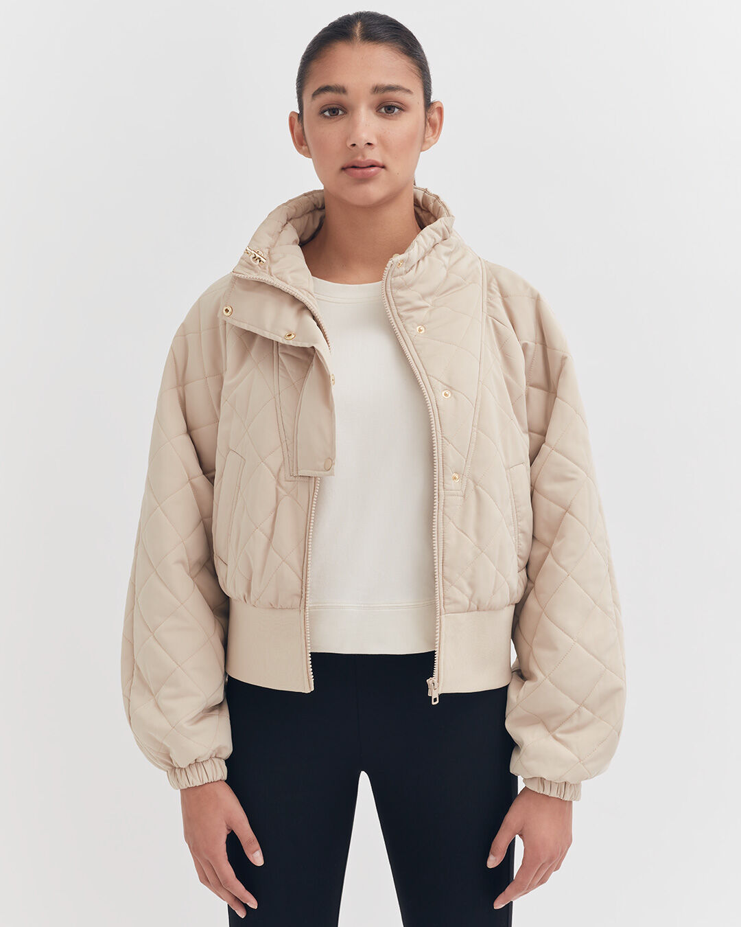 Luxury Balloon Sleeve Cropped Puffer Jacket for Women Lightweight Warm