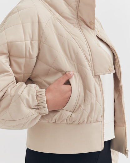 Luxury Balloon Sleeve Cropped Puffer Jacket for Women Lightweight Warm