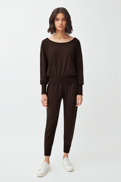 Women's French Terry Boatneck Sweatshirt Relaxed Everyday Comfort Style Essential