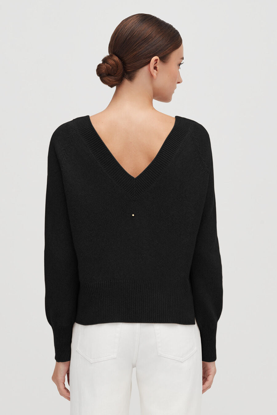 Luxury Cashmere Deep V-Neck Cropped Sweater for Women Soft