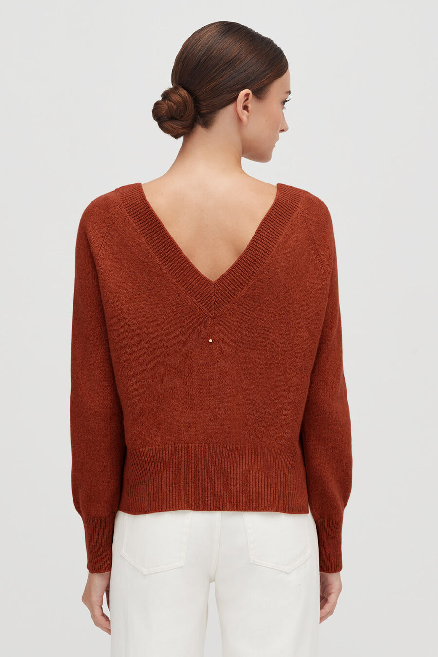 Luxury Cashmere Deep V-Neck Cropped Sweater for Women Soft