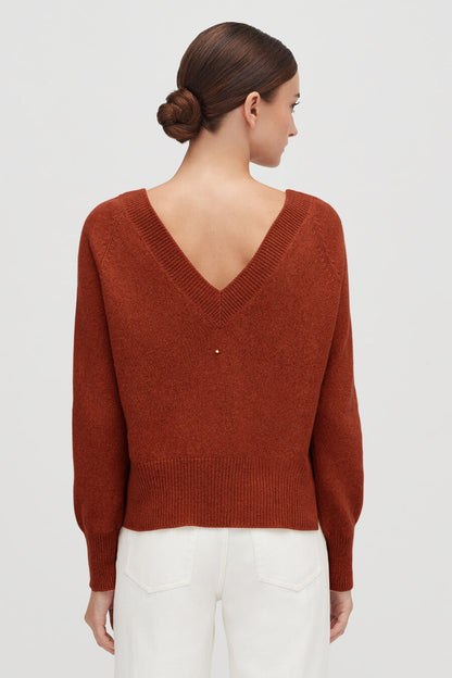 Luxury Cashmere Deep V-Neck Cropped Sweater for Women Soft