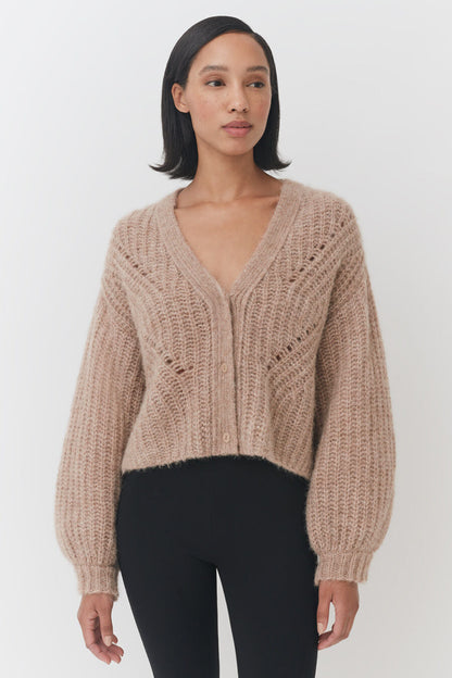 Luxury Alpaca Wool Cropped Cardigan for Women Soft Cozy Warm