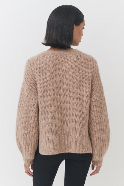 Luxury Alpaca Wool Cropped Cardigan for Women Soft Cozy Warm
