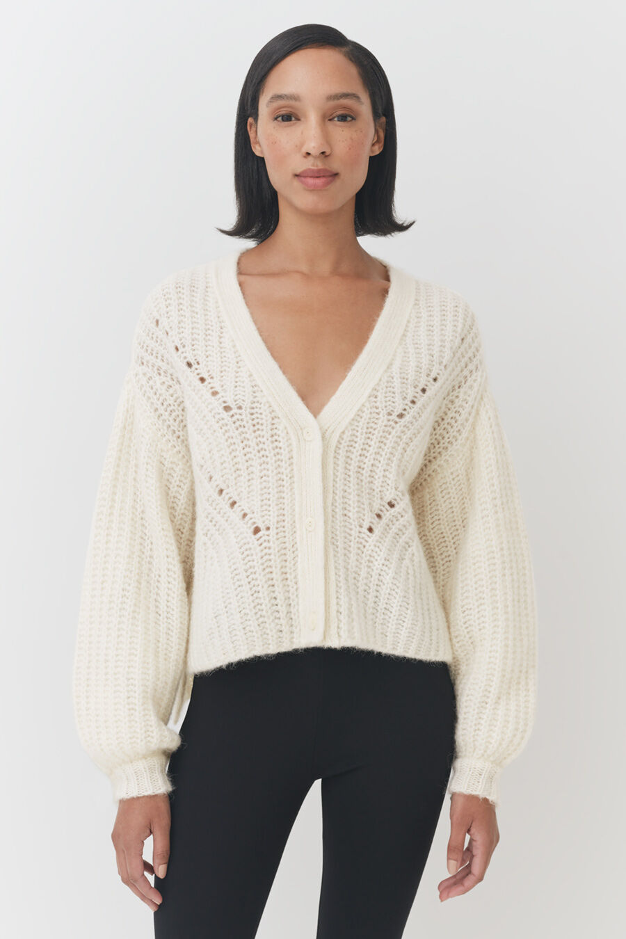 Luxury Alpaca Wool Cropped Cardigan for Women Soft Cozy Warm