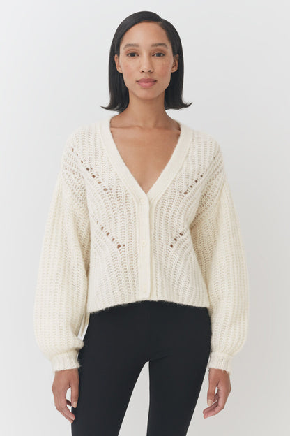 Luxury Alpaca Wool Cropped Cardigan for Women Soft Cozy Warm