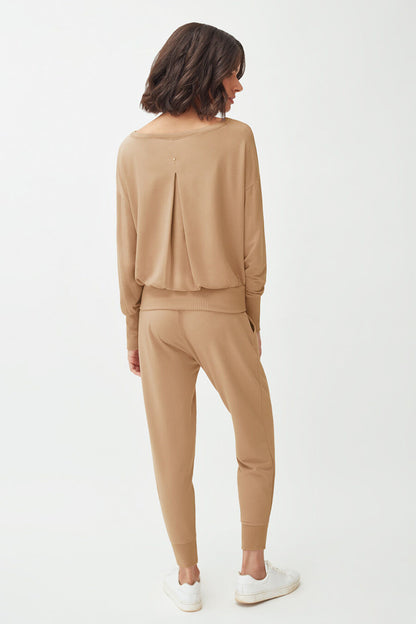 Women's French Terry Boatneck Sweatshirt Relaxed Everyday Comfort Style Essential