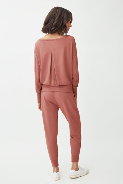 Women's French Terry Boatneck Sweatshirt Relaxed Everyday Comfort Style Essential