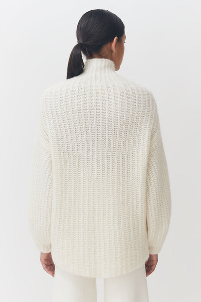 Luxury Alpaca Wool Oversized Turtleneck Sweater for Women Cozy Warm