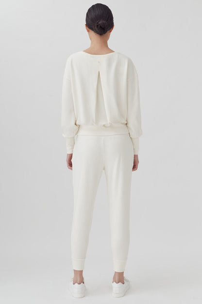 Women's French Terry Boatneck Sweatshirt Relaxed Everyday Comfort Style Essential