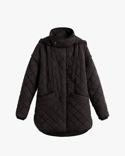 Luxury Convertible Quilted Puffer Jacket for Women Versatile Warm Lightweight