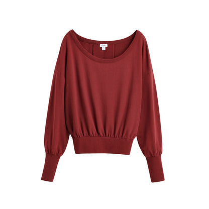 Women's French Terry Boatneck Sweatshirt Relaxed Everyday Comfort Style Essential