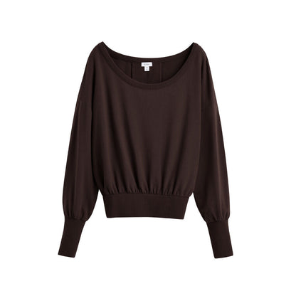 Women's French Terry Boatneck Sweatshirt Relaxed Everyday Comfort Style Essential