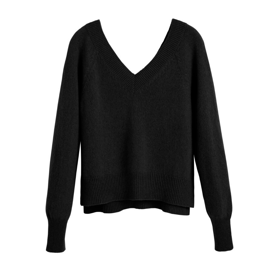 Luxury Cashmere Deep V-Neck Cropped Sweater for Women Soft