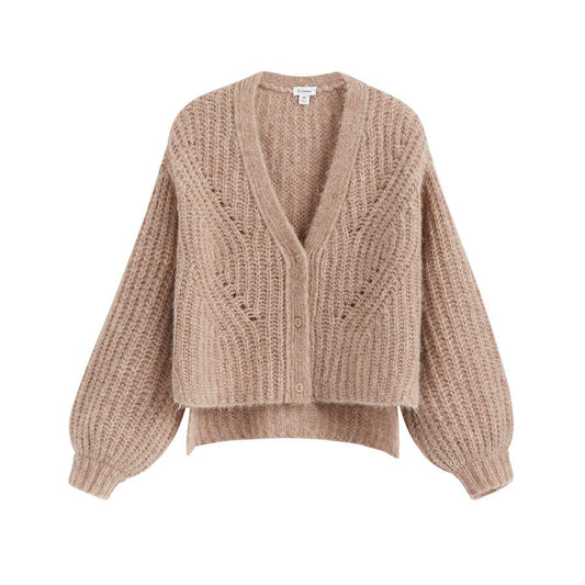 Luxury Alpaca Wool Cropped Cardigan for Women Soft Cozy Warm