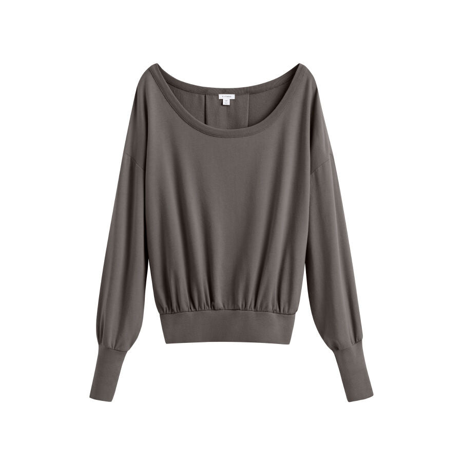 Women's French Terry Boatneck Sweatshirt Relaxed Everyday Comfort Style Essential
