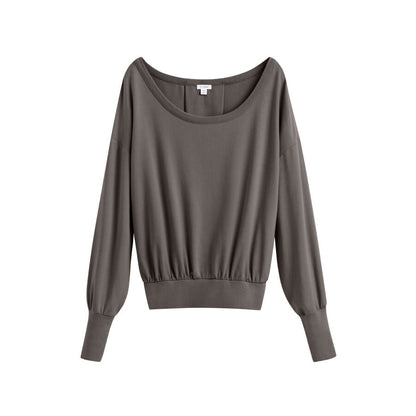 Women's French Terry Boatneck Sweatshirt Relaxed Everyday Comfort Style Essential