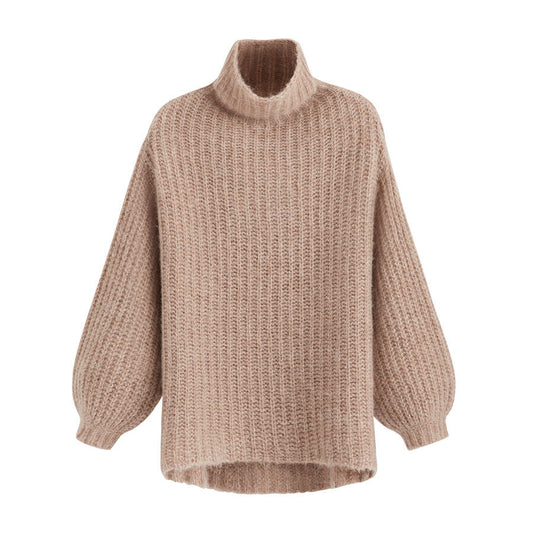 Luxury Alpaca Wool Oversized Turtleneck Sweater for Women Cozy Warm