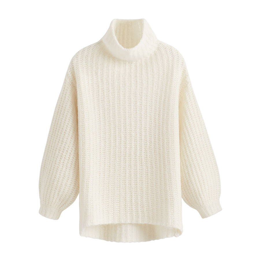 Luxury Alpaca Wool Oversized Turtleneck Sweater for Women Cozy Warm