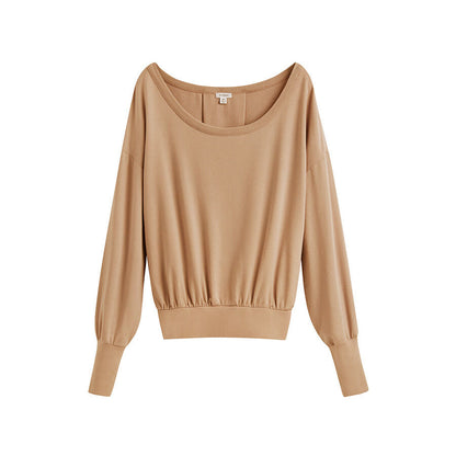 Women's French Terry Boatneck Sweatshirt Relaxed Everyday Comfort Style Essential
