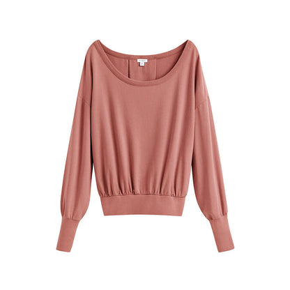 Women's French Terry Boatneck Sweatshirt Relaxed Everyday Comfort Style Essential