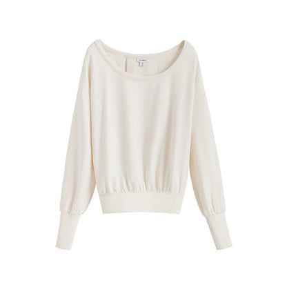 Women's French Terry Boatneck Sweatshirt Relaxed Everyday Comfort Style Essential