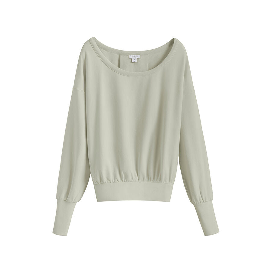 Women's French Terry Boatneck Sweatshirt Relaxed Everyday Comfort Style Essential