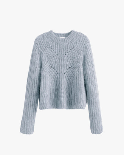 Luxury Alpaca Wool Crewneck Sweater for Women Soft Warm Cozy