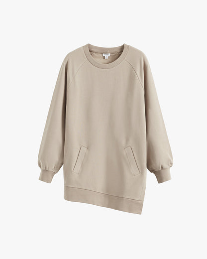 Long Fleece Crewneck Sweatshirt for Women Cozy Relaxed Everyday Style