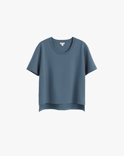 Women's French Terry Cropped Tee Relaxed Modern Everyday Essential Style