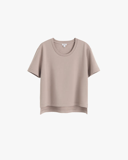 Women's French Terry Cropped Tee Relaxed Modern Everyday Essential Style